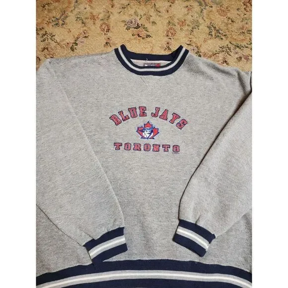 Vtg 90s Toronto Blue Jays MLB Pullover Crewneck Sweatshirt Embroidered Size XL - Picture 1 of 6